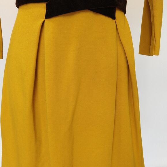Anthropologie Girls From Savoy Fluted Goldenrod Ponte Dress Size S ASO Yellow - Picture 5 of 8